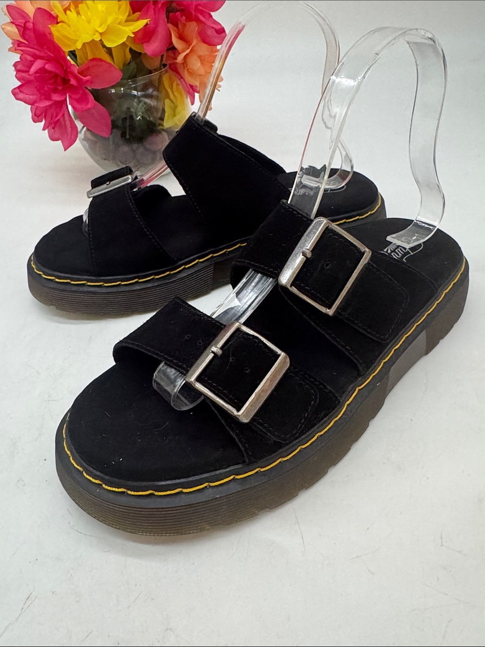 Funky Budda Black Buckle Platform Sandals Size 39